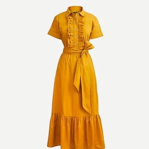 Ruffle-front dress in cotton poplin